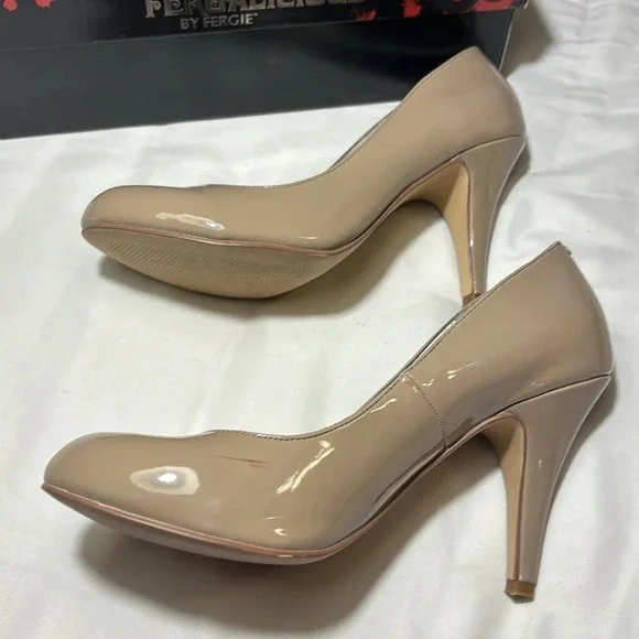 Fergalicious by Fergie Women’s 7.5 M Sammi Pumps Beige Faux Leather Stiletto - Picture 4 of 8